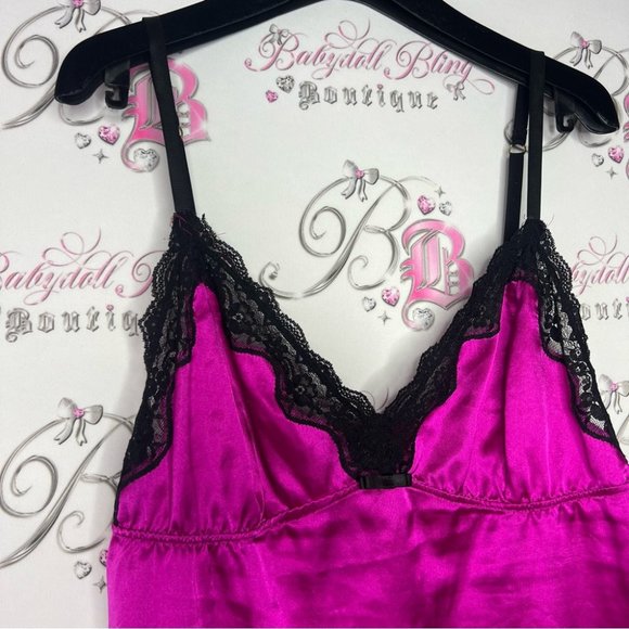 La senza tank top lace shimmer satiny silky purple black cami camisole sexy y2k - Picture 3 of 9